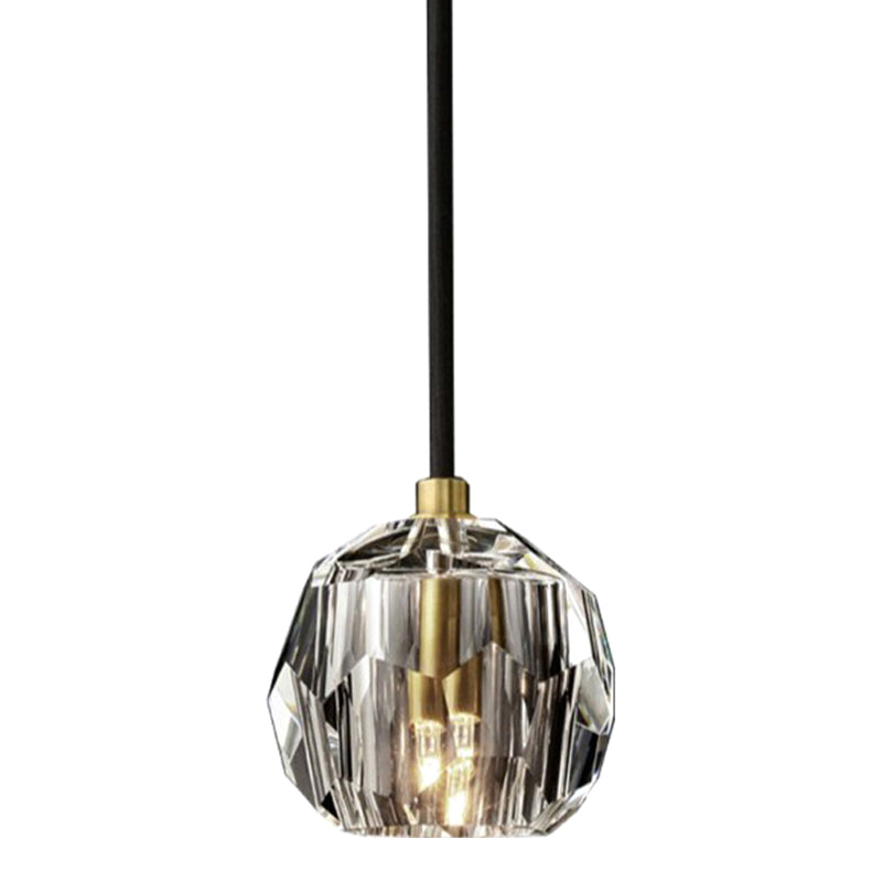 Black Globe Pendant Lighting Fixture Modern Style LED Crystal Suspended Lighting Fixture Black Natural Clearhalo 'Ceiling Lights' 'Pendant Lights' 'Pendants' Lighting' 2603069