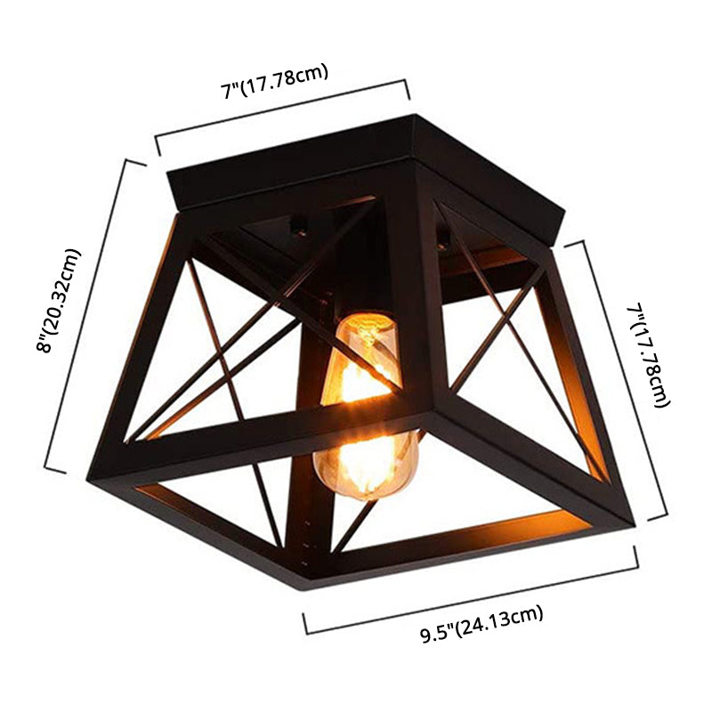 Metal Black Flush Mount Ceiling Light Fixture Square Industrial Style Flush Mount Lamp Clearhalo 'Ceiling Lights' 'Close To Ceiling Lights' 'Lighting' 2603081