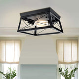 Square Dinning Room Flush Ceiling Light Fixture Industrial Metal Close To Ceiling Lighting Clearhalo 'Ceiling Lights' 'Close To Ceiling Lights' 'Lighting' 2603087