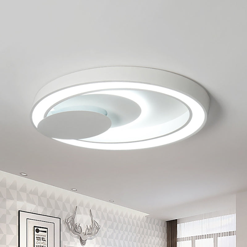 23"/27"/34.5" W White Oval Close to Ceiling Light Simplicity Metal Bedroom Led Flush Ceiling Lamp in Warm/White White White Clearhalo 'Ceiling Lights' 'Close To Ceiling Lights' 'Close to ceiling' 'Flush mount' Lighting' 260310