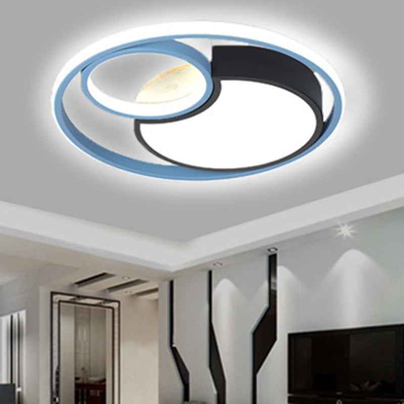 Blue Circle Flush Mounted Ceiling Light Contemporary LED Acrylic Close To Ceiling Lighting Clearhalo 'Ceiling Lights' 'Close To Ceiling Lights' 'Lighting' 2603119