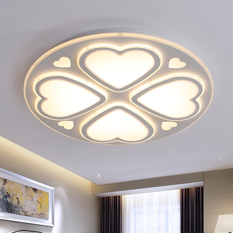 16.5"/20.5"/24.5" W Clover Flush Mount Lighting Contemporary Metal and Acrylic Shade White Flush Ceiling Lamp in White/Warm White Clearhalo 'Ceiling Lights' 'Close To Ceiling Lights' 'Close to ceiling' 'Flush mount' Lighting' 260368