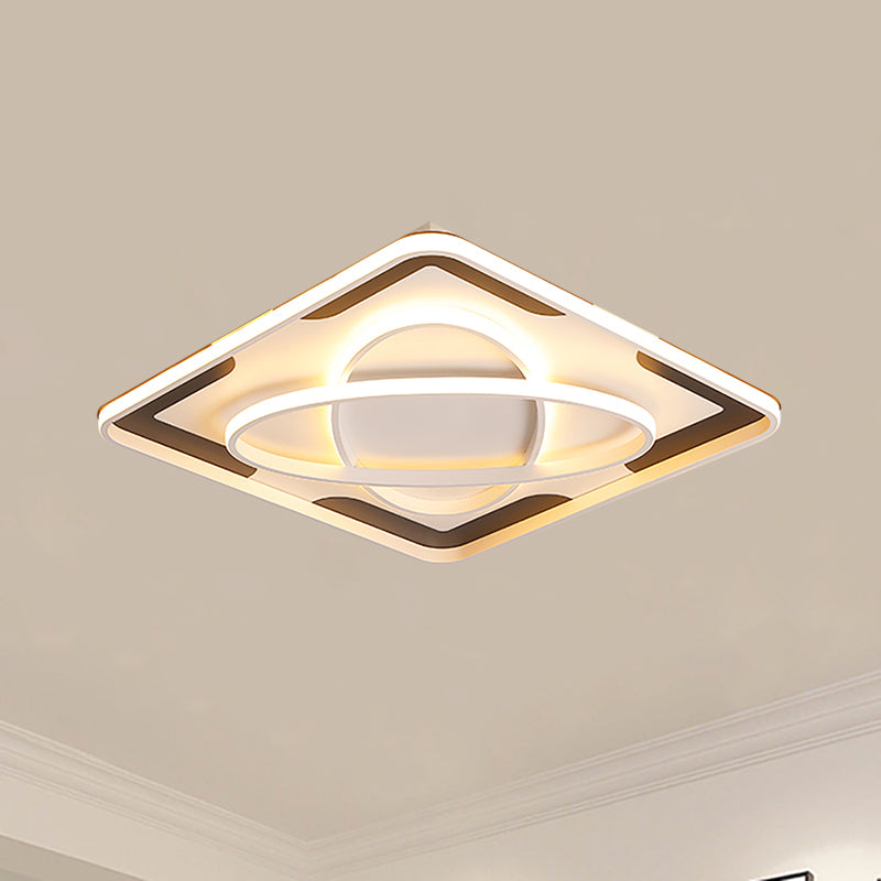 Integrated Led Geometric Flush Light Fixture Modern Metal Black and White Flush Ceiling Light in Warm/White, 18"/23.5"/35.5" W Black-White Clearhalo 'Ceiling Lights' 'Close To Ceiling Lights' 'Close to ceiling' 'Flush mount' Lighting' 260374