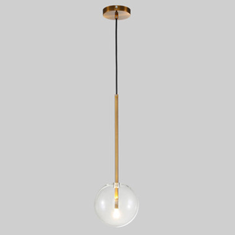 Globe Glass Hanging Light Fixture Minimalist Style Gold Pendant Lighting Fixture Clearhalo 'Ceiling Lights' 'Pendant Lights' 'Pendants' Lighting' 2603756