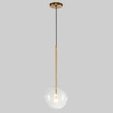 Globe Glass Hanging Light Fixture Minimalist Style Gold Pendant Lighting Fixture Clearhalo 'Ceiling Lights' 'Pendant Lights' 'Pendants' Lighting' 2603757