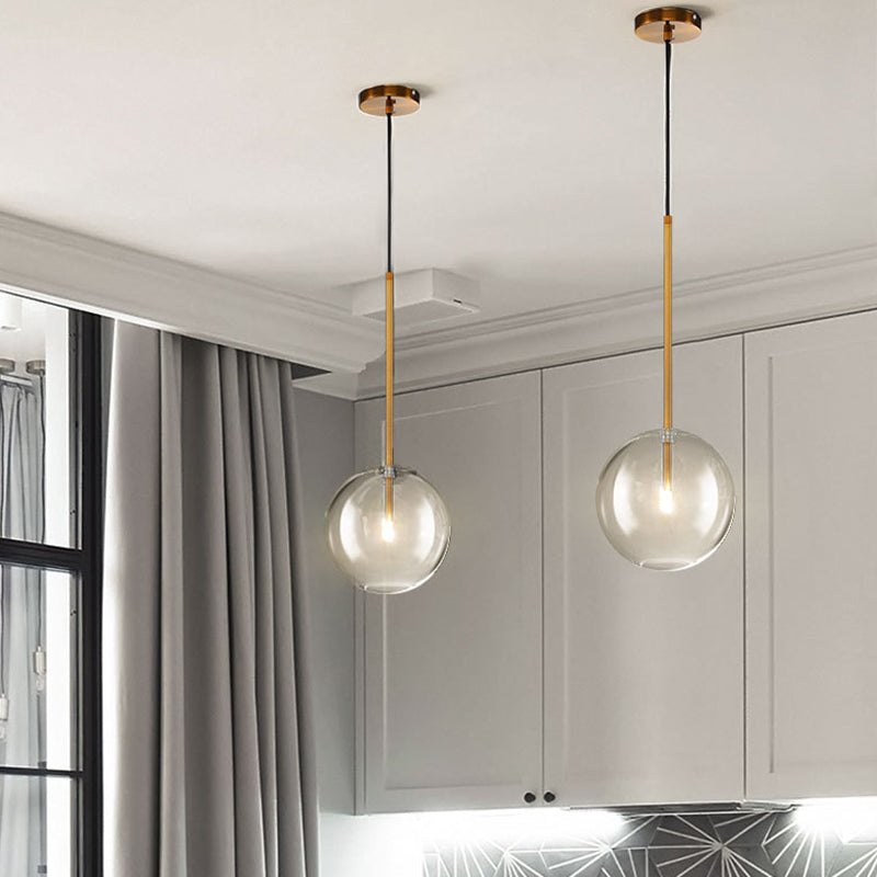 Globe Glass Hanging Light Fixture Minimalist Style Gold Pendant Lighting Fixture Clearhalo 'Ceiling Lights' 'Pendant Lights' 'Pendants' Lighting' 2603758