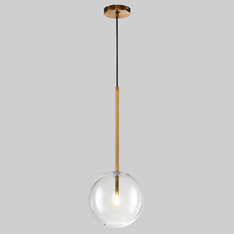 Globe Glass Hanging Light Fixture Minimalist Style Gold Pendant Lighting Fixture Gold 10" Clearhalo 'Ceiling Lights' 'Pendant Lights' 'Pendants' Lighting' 2603761_8c90683e-4228-4983-b811-8dc1146298c8