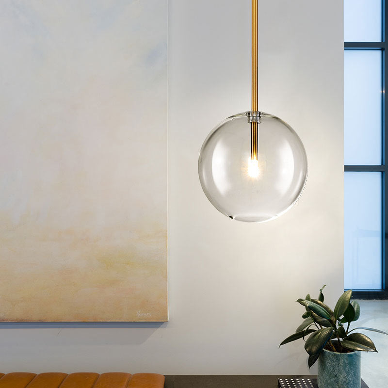 Globe Glass Hanging Light Fixture Minimalist Style Gold Pendant Lighting Fixture Clearhalo 'Ceiling Lights' 'Pendant Lights' 'Pendants' Lighting' 2603762