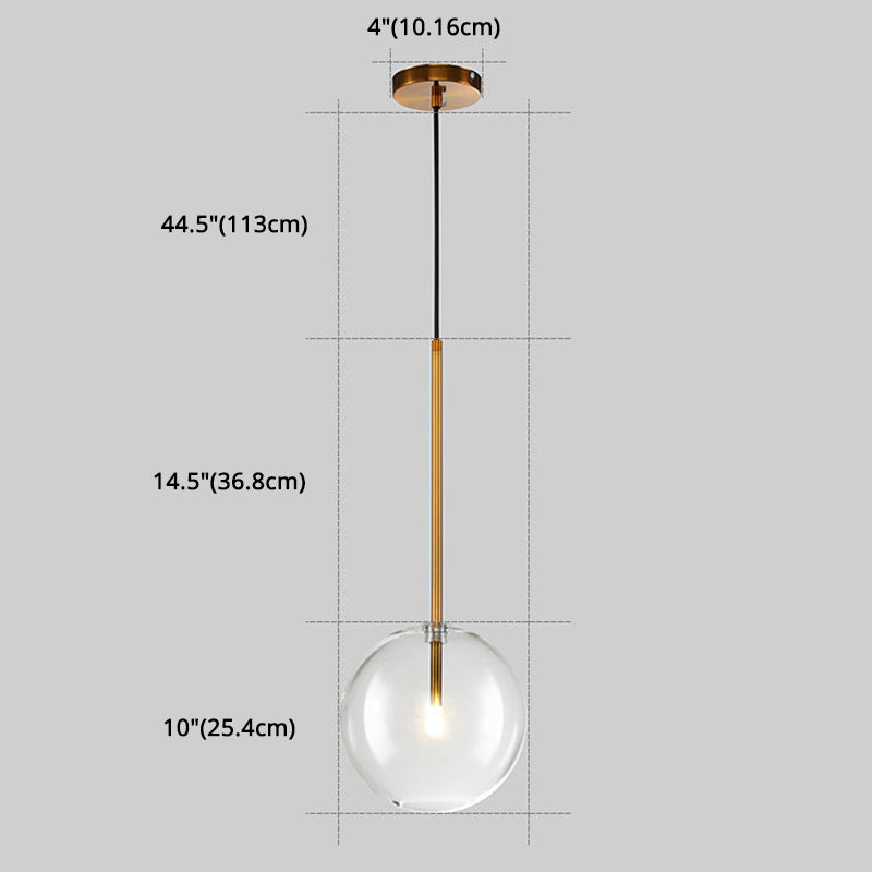 Globe Glass Hanging Light Fixture Minimalist Style Gold Pendant Lighting Fixture Clearhalo 'Ceiling Lights' 'Pendant Lights' 'Pendants' Lighting' 2603772