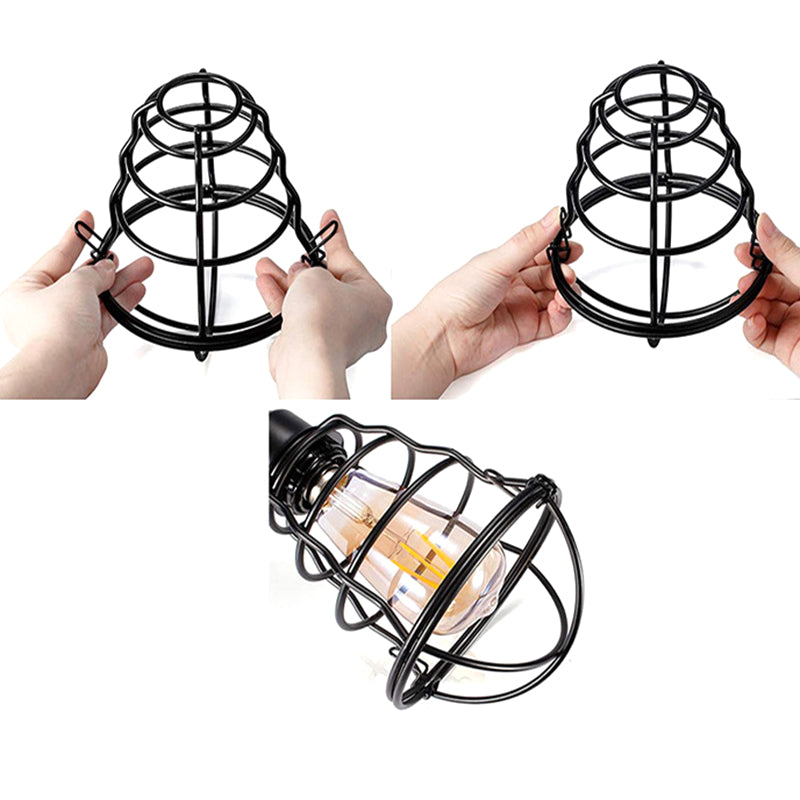 Cage Metal Pendant Light Fixture Industrial Restaurant Hanging Ceiling Light in Black Clearhalo 'Ceiling Lights' 'Pendant Lights' 'Pendants' Lighting' 2603783