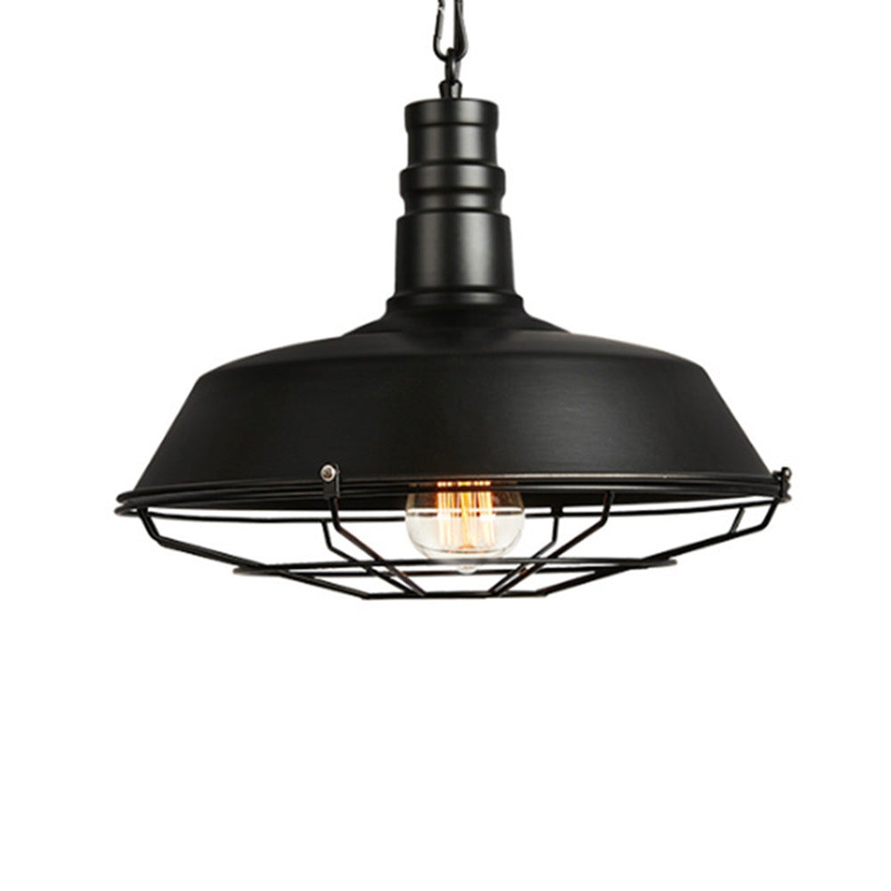 Cage Shade Restaurant Hanging Ceiling Light Vintage Style Metal Black Commercial Pendant Lighting Clearhalo 'Ceiling Lights' 'Pendant Lights' 'Pendants' Lighting' 2603792