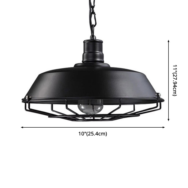 Cage Shade Restaurant Hanging Ceiling Light Vintage Style Metal Black Commercial Pendant Lighting Clearhalo 'Ceiling Lights' 'Pendant Lights' 'Pendants' Lighting' 2603794