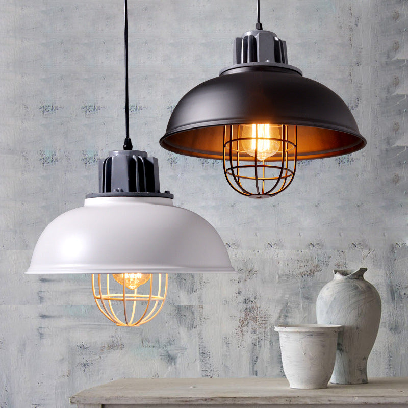 Black Ceiling Pendant Light Industrial Metal Cage Shaded Commercial Pendant Lighting Clearhalo 'Ceiling Lights' 'Pendant Lights' 'Pendants' Lighting' 2603795