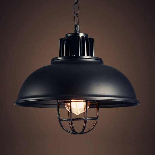 Black Ceiling Pendant Light Industrial Metal Cage Shaded Commercial Pendant Lighting Clearhalo 'Ceiling Lights' 'Pendant Lights' 'Pendants' Lighting' 2603797