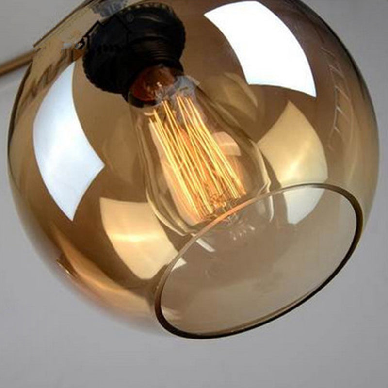 Glass Beige Pendant Light Fixture Round Industrial Style Hanging Pendant Light for Restaurant Clearhalo 'Ceiling Lights' 'Pendant Lights' 'Pendants' Lighting' 2603812