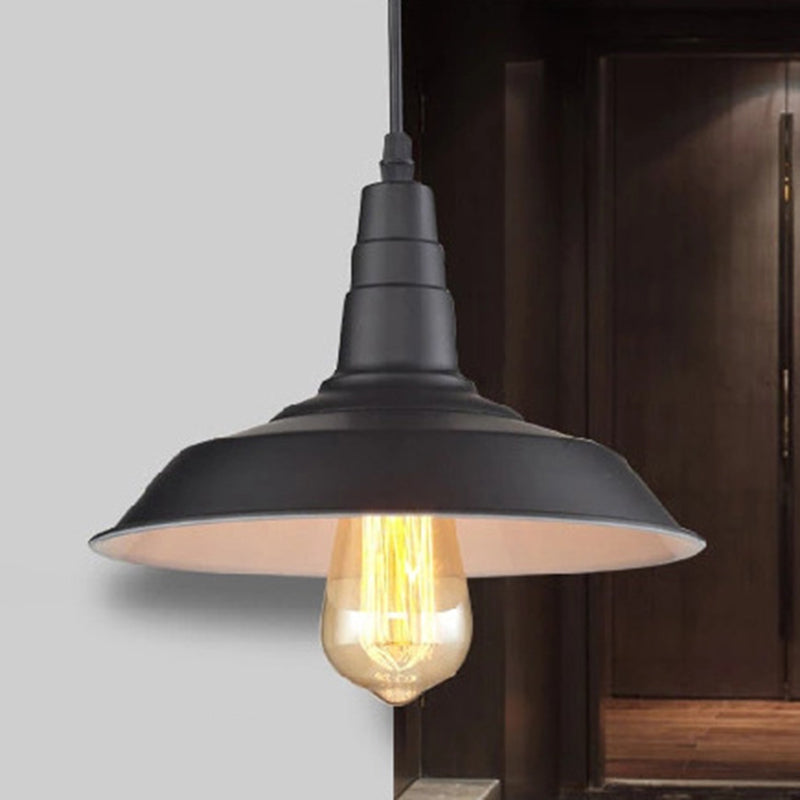 Shaded Pendant Lighting Fixture Industrial Style Metal Dinning Room Hanging Light Fixture Clearhalo 'Ceiling Lights' 'Pendant Lights' 'Pendants' Lighting' 2603815