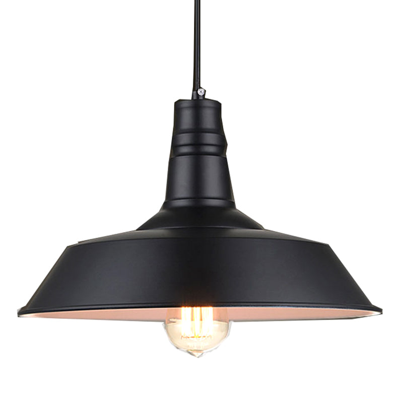 Shaded Pendant Lighting Fixture Industrial Style Metal Dinning Room Hanging Light Fixture Black Clearhalo 'Ceiling Lights' 'Pendant Lights' 'Pendants' Lighting' 2603818