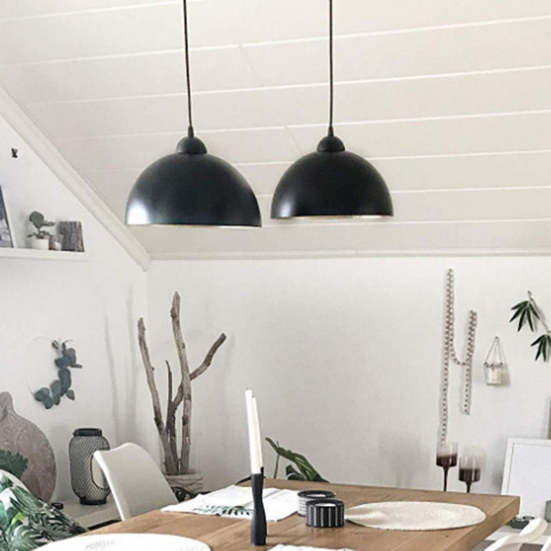 Metal Dome-Shaped Pendant Light Fixture Vintage Style Dinning Room Hanging Pendant Light in Black Clearhalo 'Ceiling Lights' 'Pendant Lights' 'Pendants' Lighting' 2603822