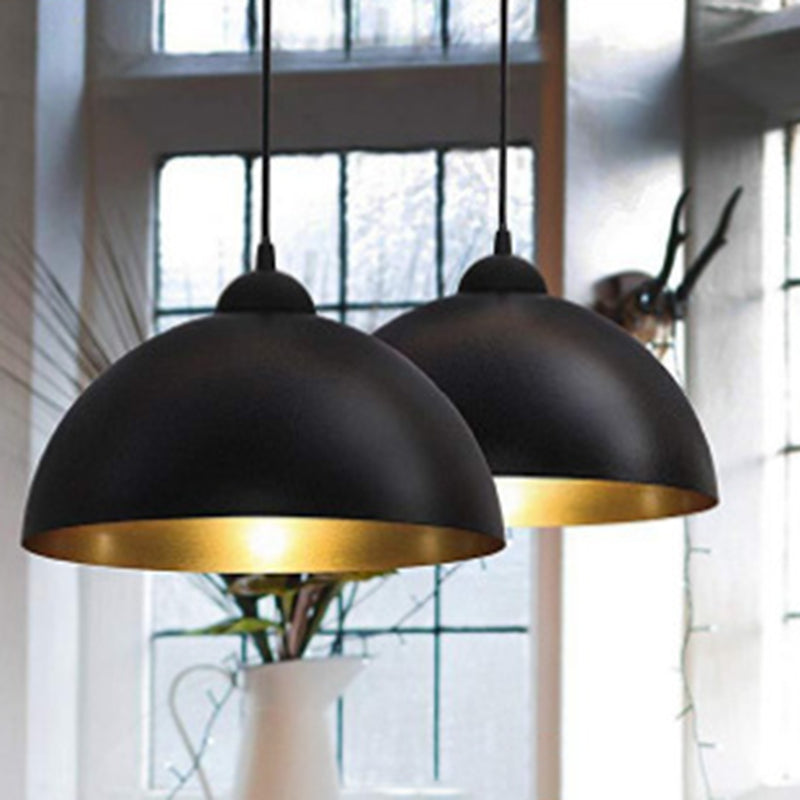 Metal Dome-Shaped Pendant Light Fixture Vintage Style Dinning Room Hanging Pendant Light in Black Clearhalo 'Ceiling Lights' 'Pendant Lights' 'Pendants' Lighting' 2603823