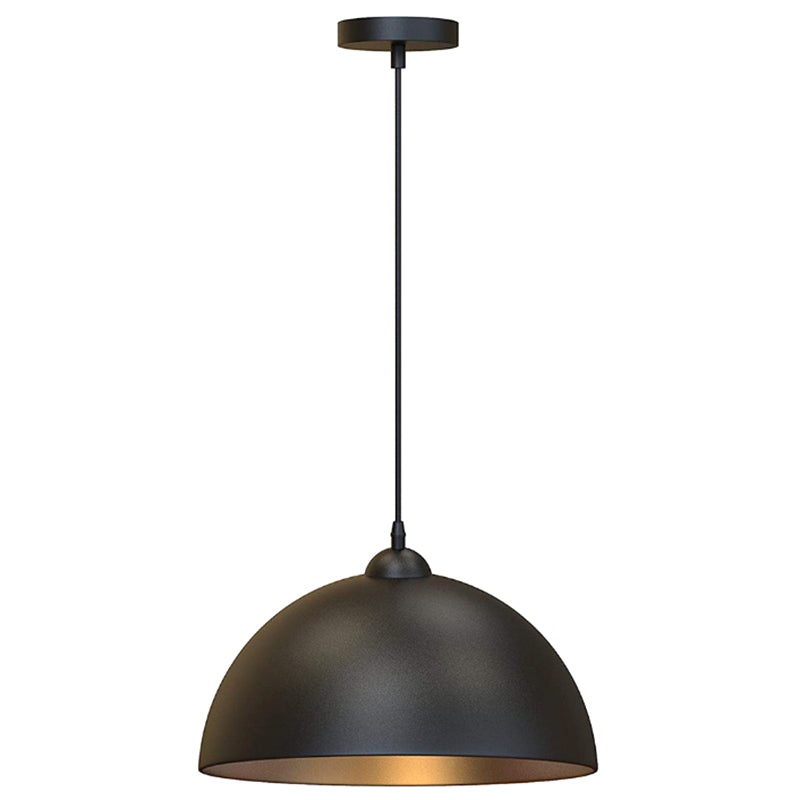 Metal Dome-Shaped Pendant Light Fixture Vintage Style Dinning Room Hanging Pendant Light in Black Black Clearhalo 'Ceiling Lights' 'Pendant Lights' 'Pendants' Lighting' 2603824