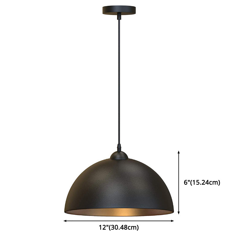 Metal Dome-Shaped Pendant Light Fixture Vintage Style Dinning Room Hanging Pendant Light in Black Clearhalo 'Ceiling Lights' 'Pendant Lights' 'Pendants' Lighting' 2603826