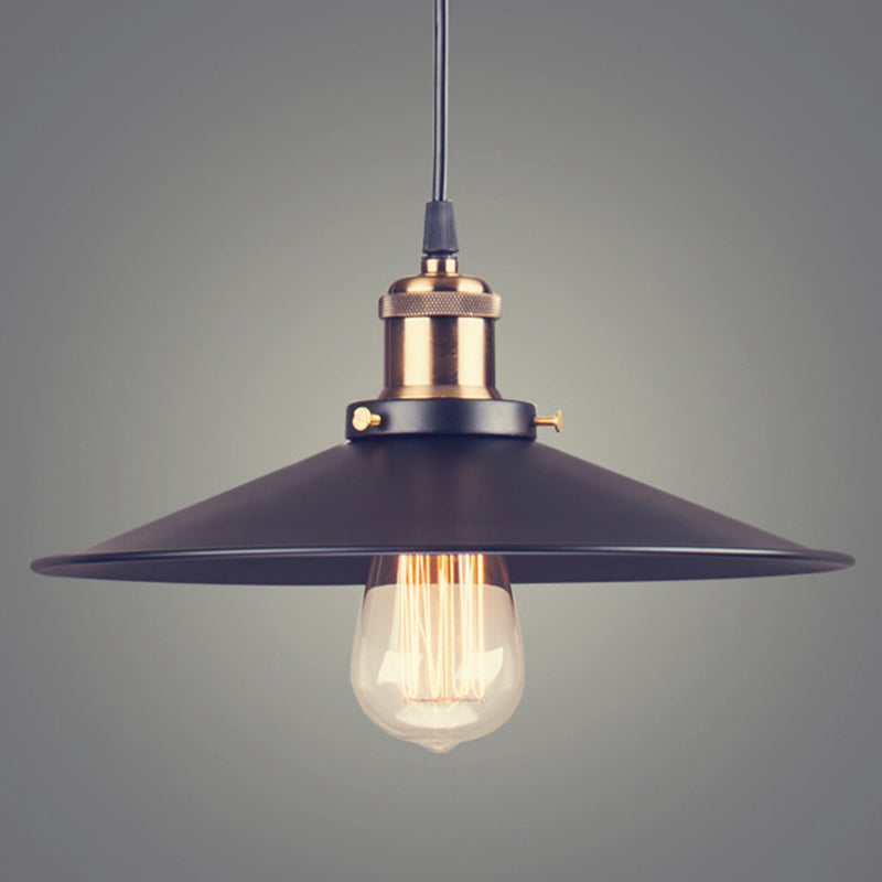 Metal Black Pendant Lighting Fixture Saucer Industrial Style Hanging Pendant Light Clearhalo 'Ceiling Lights' 'Pendant Lights' 'Pendants' Lighting' 2603830