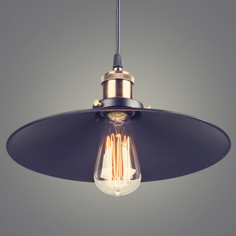 Metal Black Pendant Lighting Fixture Saucer Industrial Style Hanging Pendant Light Clearhalo 'Ceiling Lights' 'Pendant Lights' 'Pendants' Lighting' 2603831