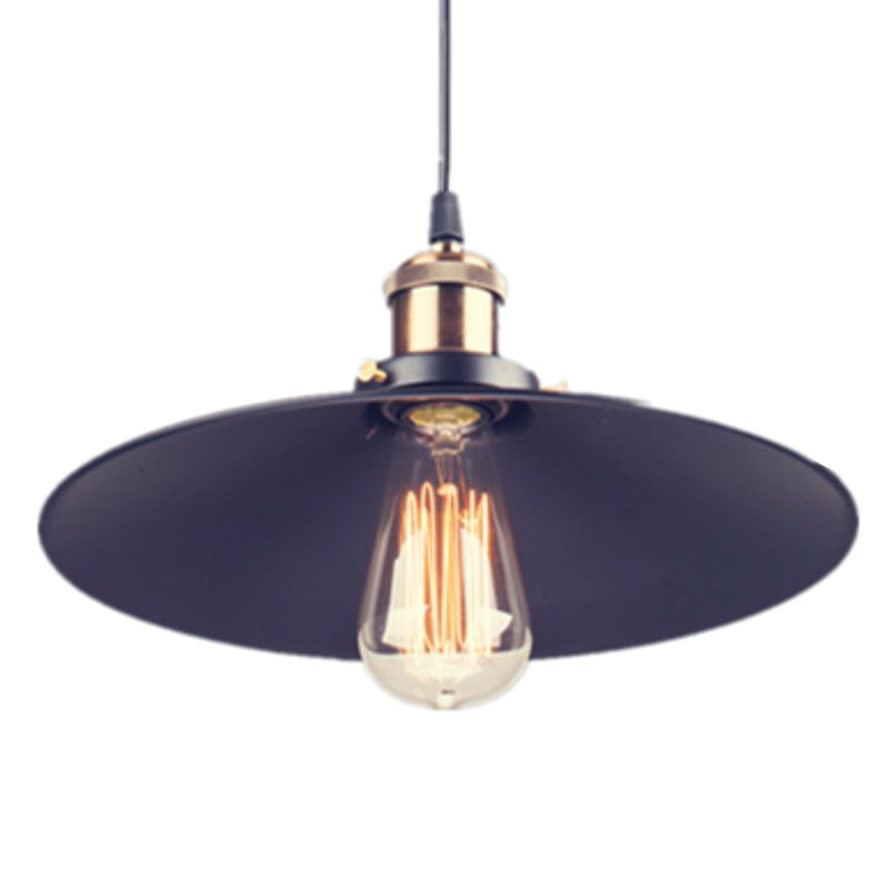 Metal Black Pendant Lighting Fixture Saucer Industrial Style Hanging Pendant Light Black Clearhalo 'Ceiling Lights' 'Pendant Lights' 'Pendants' Lighting' 2603834_7b02b85c-b019-407a-b3bb-8ed3dff834ed