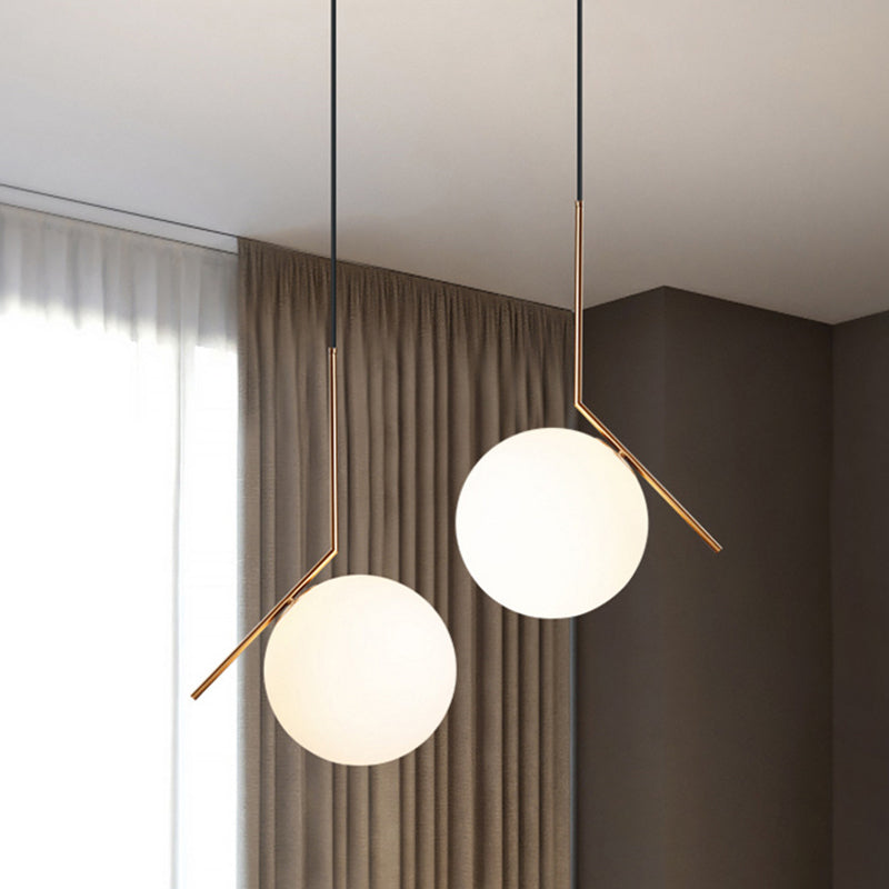 Spherical Ceiling Pendant Light Modern Glass Bedroom Hanging Light Fixture in White Clearhalo 'Ceiling Lights' 'Pendant Lights' 'Pendants' Lighting' 2603860