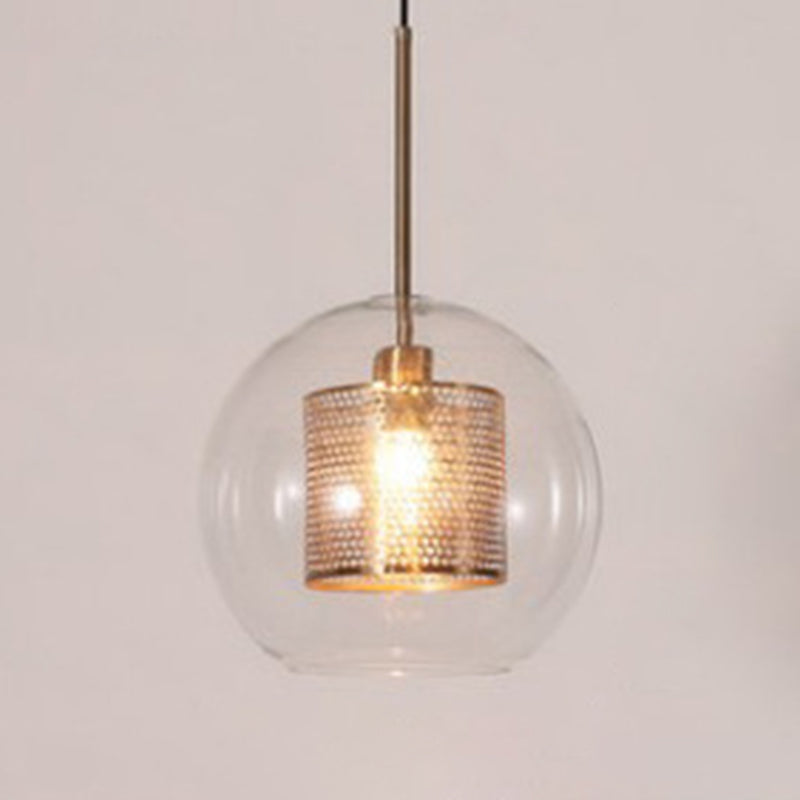 Glass Spherical Pendant Light Fixture Minimalist Hanging Pendant Light in Bronze Bronze 12" Clearhalo 'Ceiling Lights' 'Pendant Lights' 'Pendants' Lighting' 2603877_177a02ba-eb45-4333-9c67-8d99fb142642