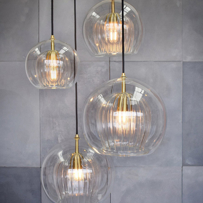 Contemporary Spherical Pendant Lighting Glass Dinning Room Ceiling Pendant Light in Gold Clearhalo 'Ceiling Lights' 'Pendant Lights' 'Pendants' Lighting' options 2603892