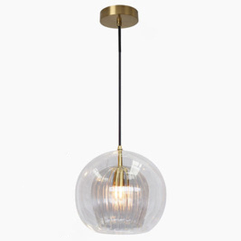 Contemporary Spherical Pendant Lighting Glass Dinning Room Ceiling Pendant Light in Gold Gold Clearhalo 'Ceiling Lights' 'Pendant Lights' 'Pendants' Lighting' options 2603893_4a54985d-c428-4053-9aa6-174386203f4a