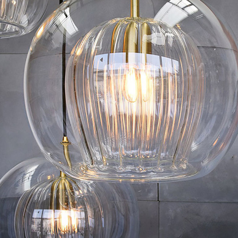 Contemporary Spherical Pendant Lighting Glass Dinning Room Ceiling Pendant Light in Gold Clearhalo 'Ceiling Lights' 'Pendant Lights' 'Pendants' Lighting' options 2603895