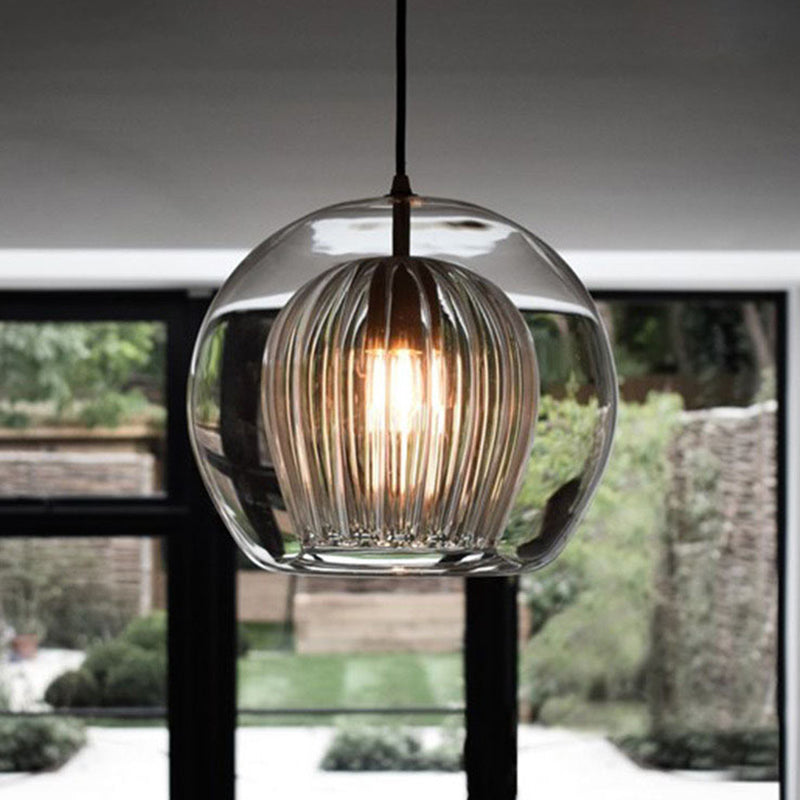 Contemporary Spherical Pendant Lighting Glass Dinning Room Ceiling Pendant Light in Gold Clearhalo 'Ceiling Lights' 'Pendant Lights' 'Pendants' Lighting' options 2603896