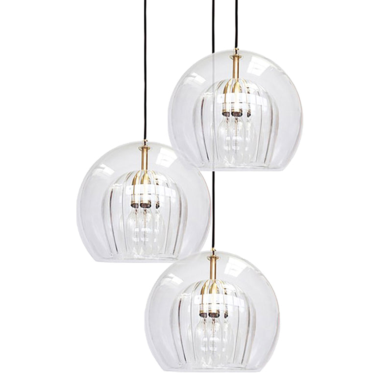 Contemporary Spherical Pendant Lighting Glass Dinning Room Ceiling Pendant Light in Gold Clearhalo 'Ceiling Lights' 'Pendant Lights' 'Pendants' Lighting' options 2603897