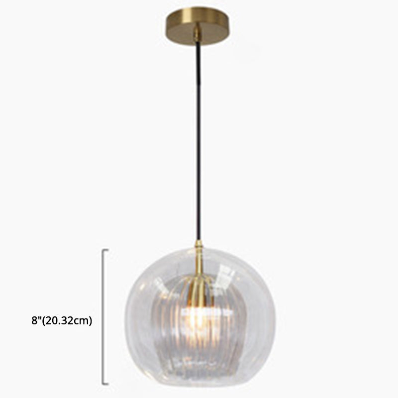 Contemporary Spherical Pendant Lighting Glass Dinning Room Ceiling Pendant Light in Gold Clearhalo 'Ceiling Lights' 'Pendant Lights' 'Pendants' Lighting' options 2603898