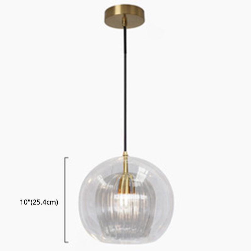 Contemporary Spherical Pendant Lighting Glass Dinning Room Ceiling Pendant Light in Gold Clearhalo 'Ceiling Lights' 'Pendant Lights' 'Pendants' Lighting' options 2603899