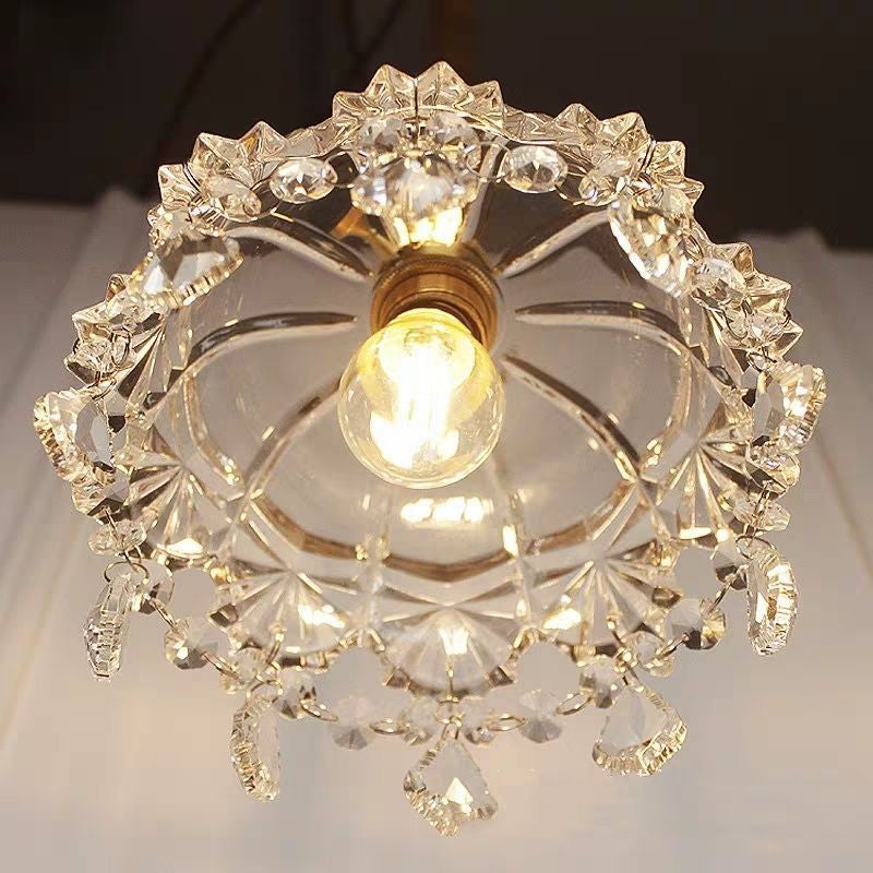 Glass Flower Pendant Ceiling Light Contemporary Suspended Lighting Fixture in Gold Clearhalo 'Ceiling Lights' 'Pendant Lights' 'Pendants' Lighting' options 2603910