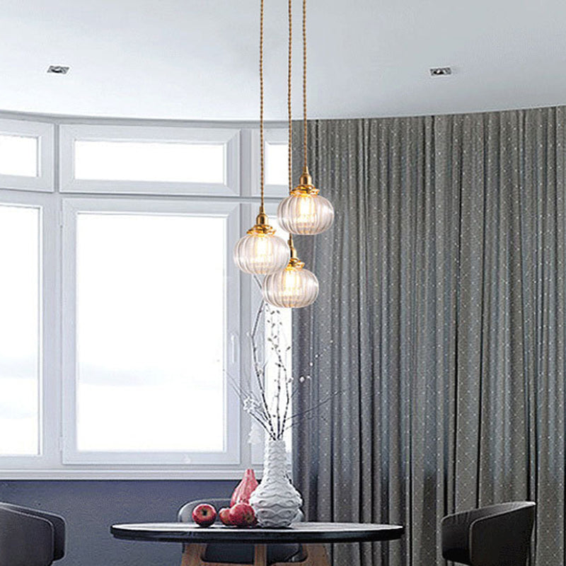 Round Dinning Room Pendant Light Fixture Glass Contemporary Style Hanging Light Fixture in Gold Clearhalo 'Ceiling Lights' 'Pendant Lights' 'Pendants' Lighting' options 2603922