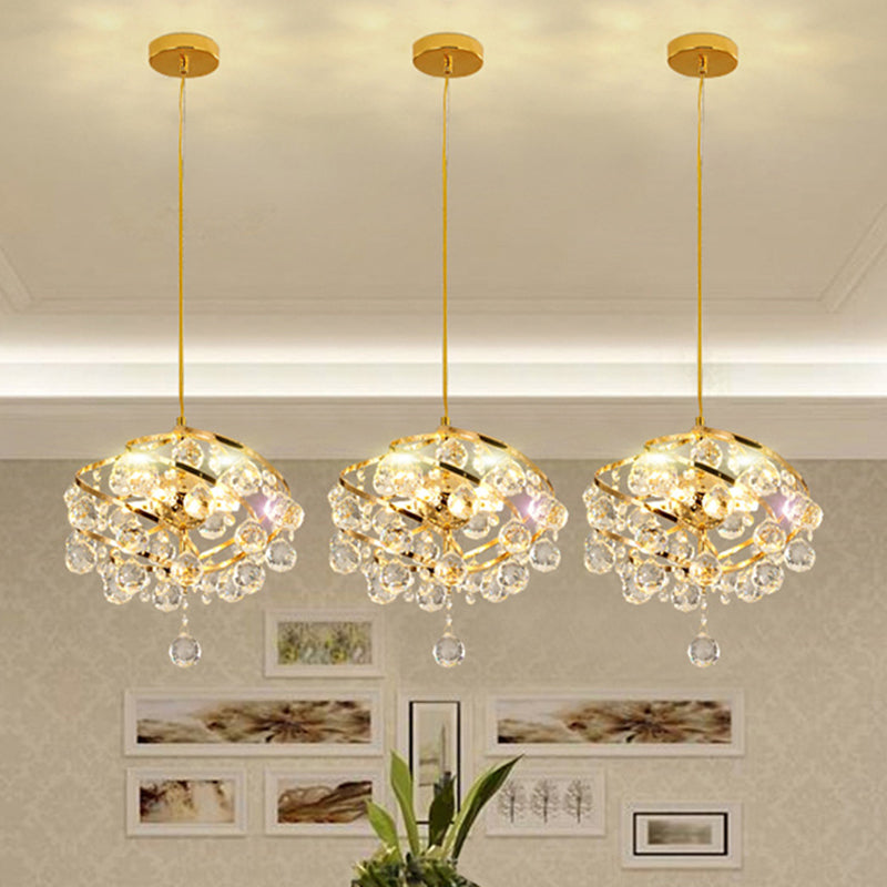 Spiraling Aisle Pendant Lighting Fixture Crystal Modern Hanging Ceiling Light in Gold Clearhalo 'Ceiling Lights' 'Pendant Lights' 'Pendants' Lighting' 2603929