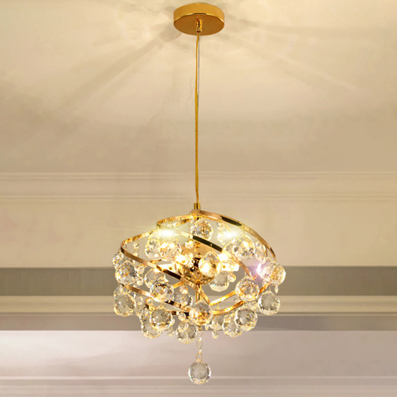 Spiraling Aisle Pendant Lighting Fixture Crystal Modern Hanging Ceiling Light in Gold Clearhalo 'Ceiling Lights' 'Pendant Lights' 'Pendants' Lighting' 2603930