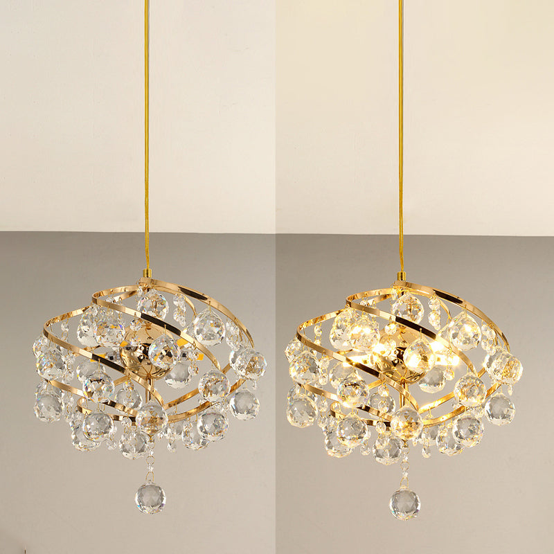 Spiraling Aisle Pendant Lighting Fixture Crystal Modern Hanging Ceiling Light in Gold Clearhalo 'Ceiling Lights' 'Pendant Lights' 'Pendants' Lighting' 2603932