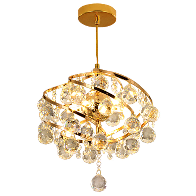 Spiraling Aisle Pendant Lighting Fixture Crystal Modern Hanging Ceiling Light in Gold Gold Clearhalo 'Ceiling Lights' 'Pendant Lights' 'Pendants' Lighting' 2603933