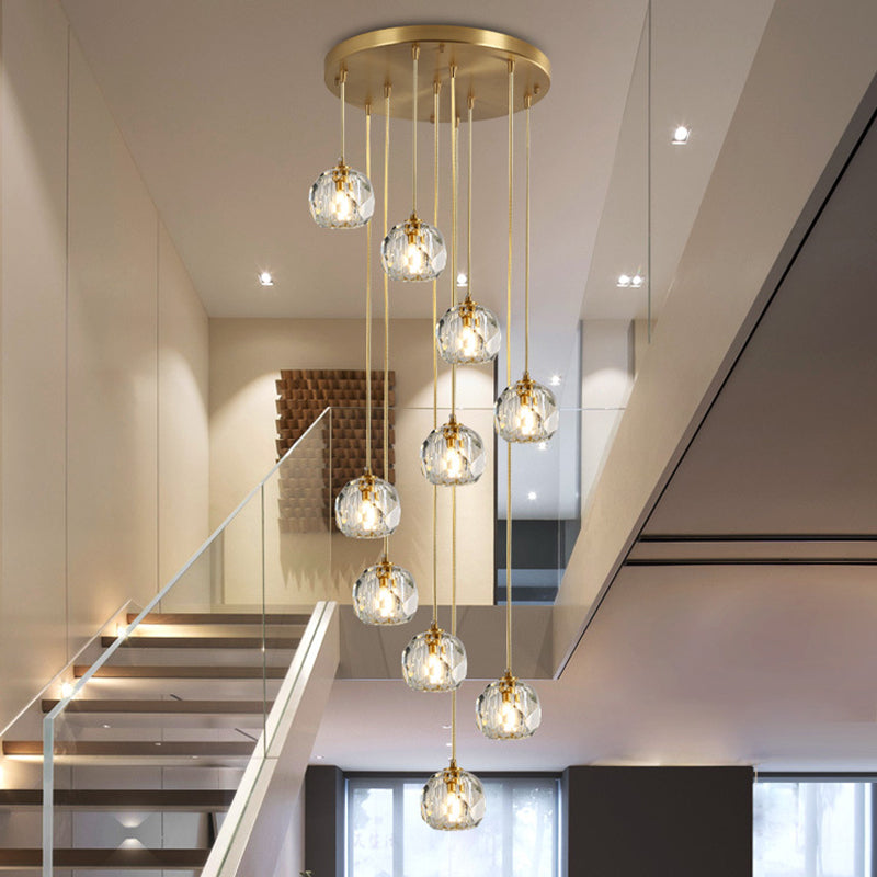 Gold Tapered Hanging Pendant Light Modern Style Crystal Suspended Lighting Fixture Clearhalo 'Ceiling Lights' 'Pendant Lights' 'Pendants' Lighting' 2603936