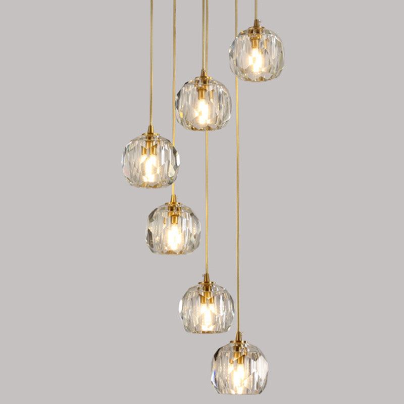 Gold Tapered Hanging Pendant Light Modern Style Crystal Suspended Lighting Fixture 6 Gold Clearhalo 'Ceiling Lights' 'Pendant Lights' 'Pendants' Lighting' 2603937