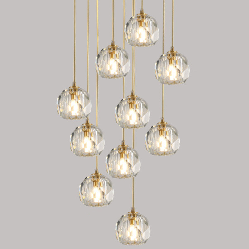 Gold Tapered Hanging Pendant Light Modern Style Crystal Suspended Lighting Fixture 10 Gold Clearhalo 'Ceiling Lights' 'Pendant Lights' 'Pendants' Lighting' 2603938