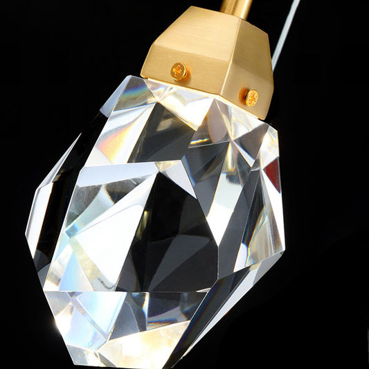 Crystal Stone-Shape Pendant Light Fixture Contemporary Style Down Lighting Pendant in Gold Clearhalo 'Ceiling Lights' 'Pendant Lights' 'Pendants' Lighting' 2603947