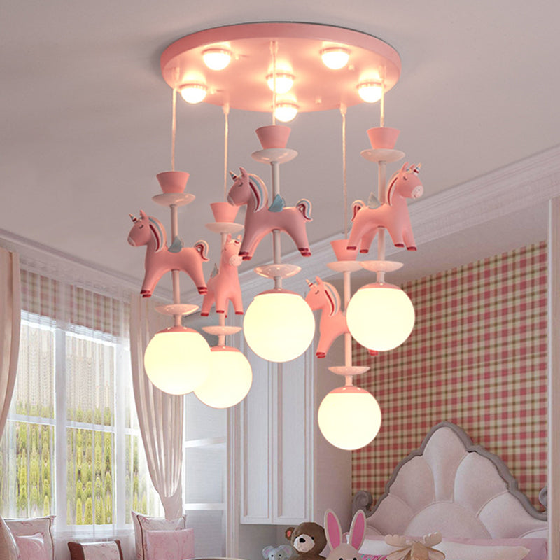 Horses Pendant Lighting Fixture Kids Style Metal Hanging Ceiling Light for Bedroom Clearhalo 'Ceiling Lights' 'Pendant Lights' 'Pendants' Lighting' 2603952