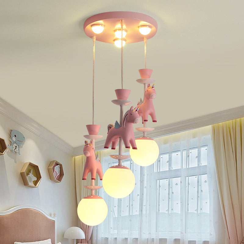 Horses Pendant Lighting Fixture Kids Style Metal Hanging Ceiling Light for Bedroom Clearhalo 'Ceiling Lights' 'Pendant Lights' 'Pendants' Lighting' 2603955