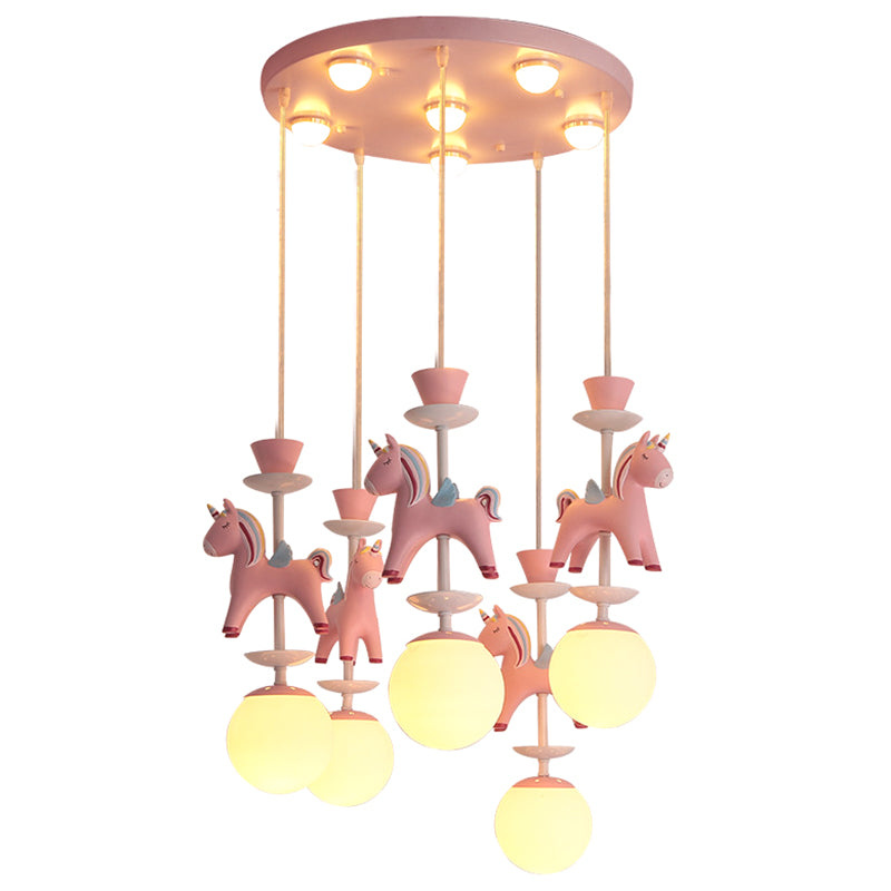 Horses Pendant Lighting Fixture Kids Style Metal Hanging Ceiling Light for Bedroom Clearhalo 'Ceiling Lights' 'Pendant Lights' 'Pendants' Lighting' 2603960